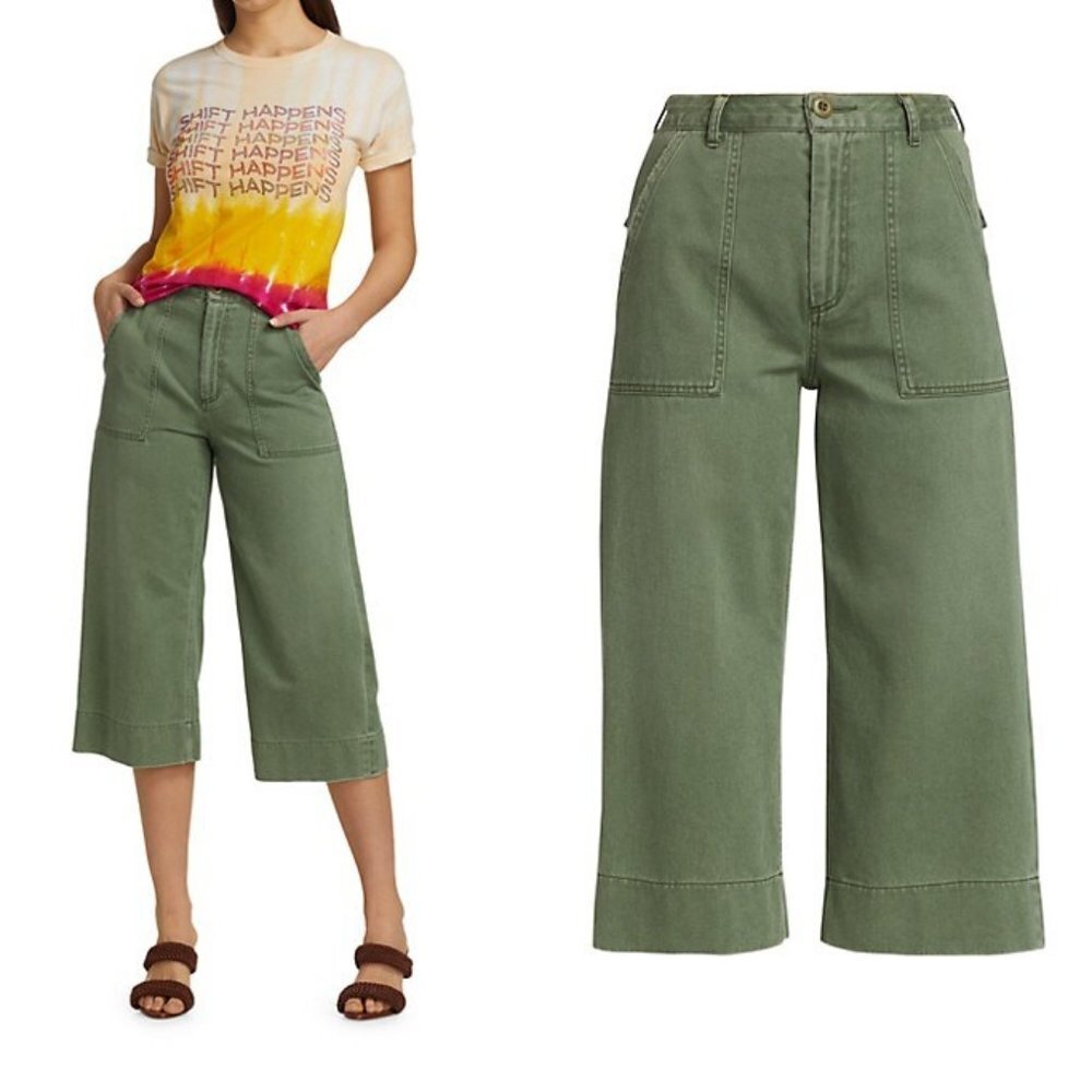 Le Superbe Rhode Wide Leg Cropped Pants in Olive Kush 2